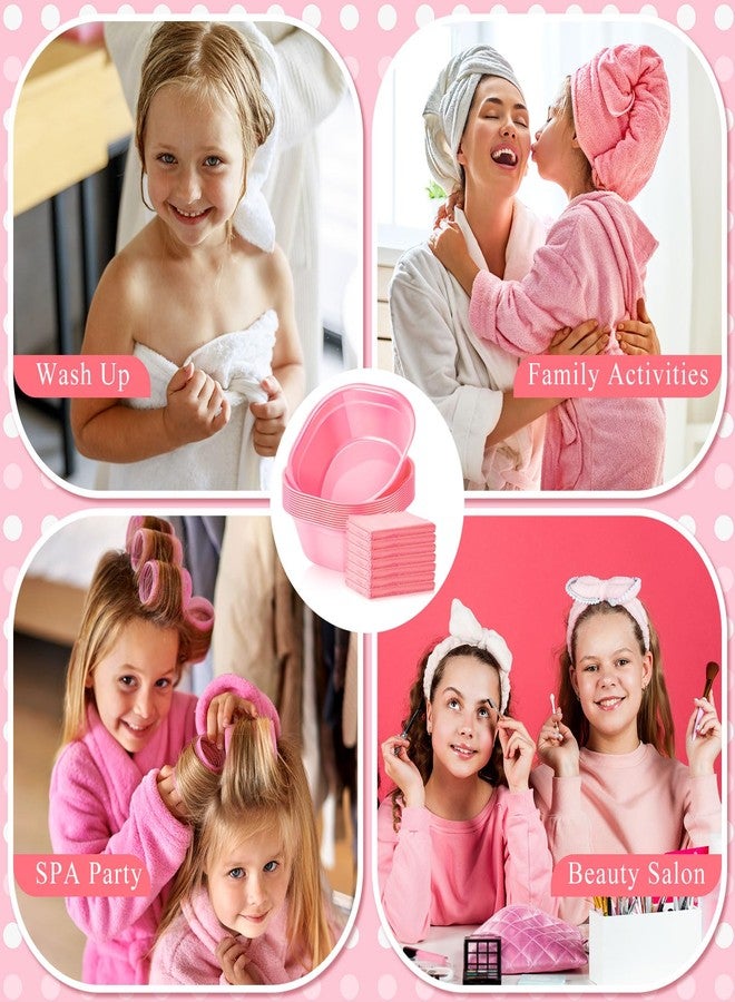Patelai 6 Sets Kids Foot Spa Kit for Girl 12 x 12 x 4.3 Inch Foot Soaking Tub 14 x 30 Inch Hand Towels Washbasin Towels for Spa Party Sleepover Party Supplies(Pink) - Image 5